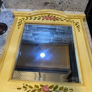Vintage Hand‎ Painted Wooden Mirror 19 x 17